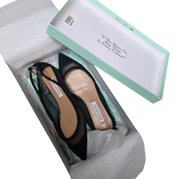 AQUAZZURA SECRET AFFAIR BALLET SHEER FLATS 37/US 7 - Picture 3 of 16